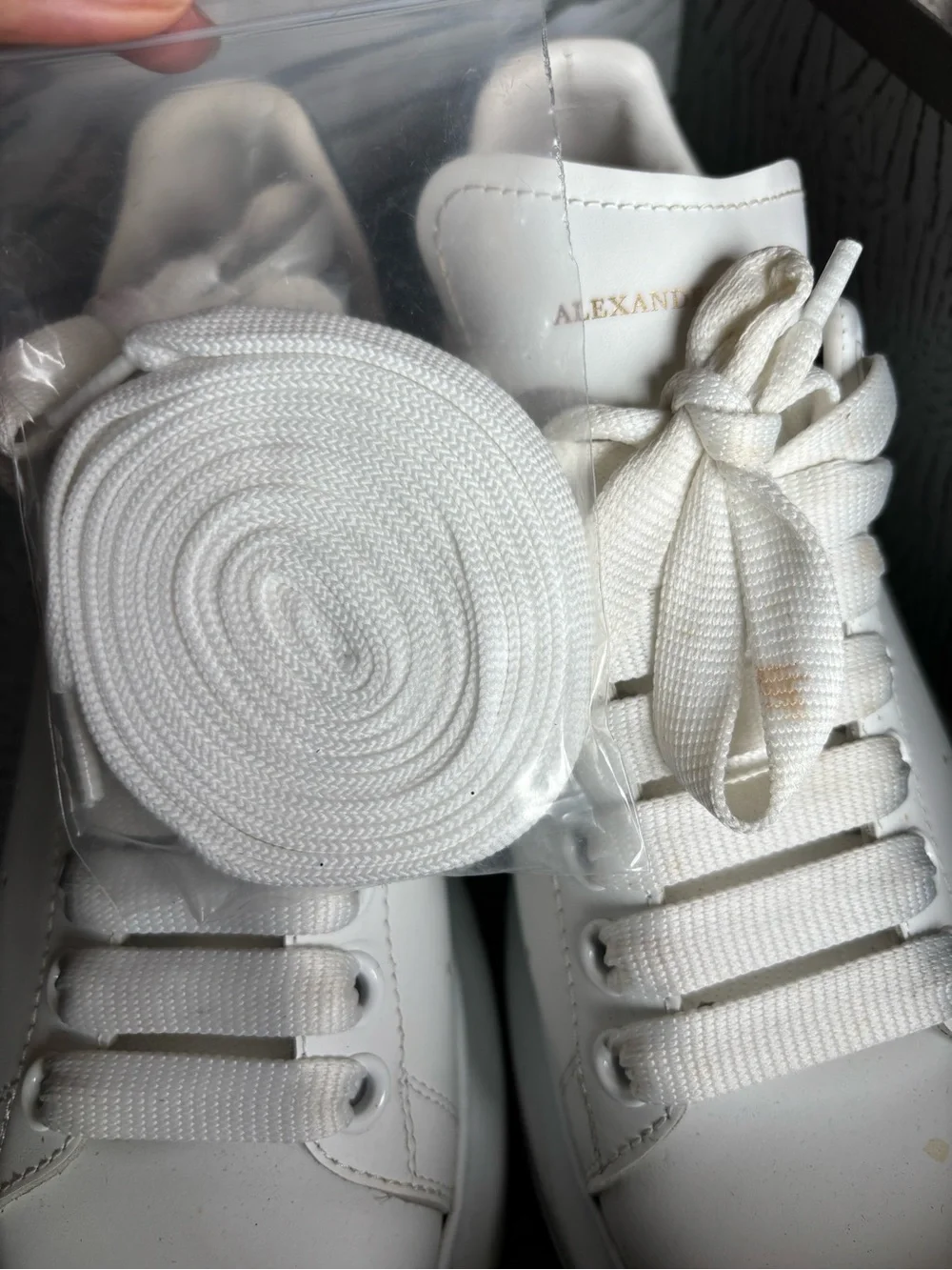 Alexander McQueen White Leather Sneakers with Black Heel Tab - Picture 8 of 11